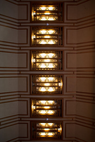 Living Room from the Francis W. Little House: Windows and paneling, Frank Lloyd Wright (American, Richland Center, Wisconsin 1867–1959 Phoenix, Arizona), Oak, leaded glass, American