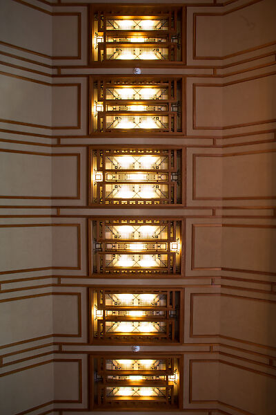 Living Room from the Francis W. Little House: Windows and paneling, Frank Lloyd Wright (American, Richland Center, Wisconsin 1867–1959 Phoenix, Arizona), Oak, leaded glass, American