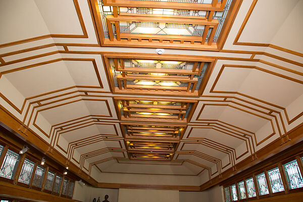Living Room from the Francis W. Little House: Windows and paneling, Frank Lloyd Wright (American, Richland Center, Wisconsin 1867–1959 Phoenix, Arizona), Oak, leaded glass, American