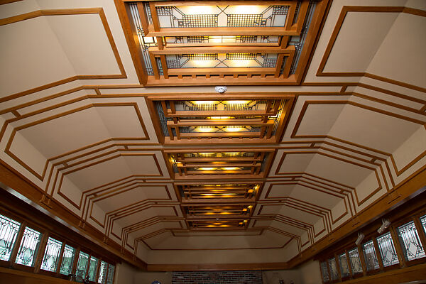 Living Room from the Francis W. Little House: Windows and paneling, Frank Lloyd Wright (American, Richland Center, Wisconsin 1867–1959 Phoenix, Arizona), Oak, leaded glass, American