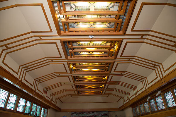 Living Room from the Francis W. Little House: Windows and paneling, Frank Lloyd Wright (American, Richland Center, Wisconsin 1867–1959 Phoenix, Arizona), Oak, leaded glass, American