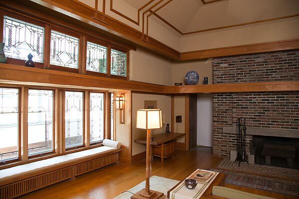 Living Room from the Francis W. Little House: Windows and paneling, Frank Lloyd Wright (American, Richland Center, Wisconsin 1867–1959 Phoenix, Arizona), Oak, leaded glass, American