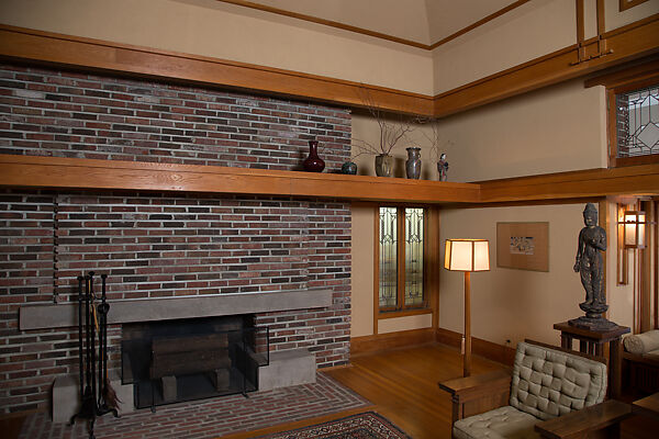 Living Room from the Francis W. Little House: Windows and paneling, Frank Lloyd Wright (American, Richland Center, Wisconsin 1867–1959 Phoenix, Arizona), Oak, leaded glass, American
