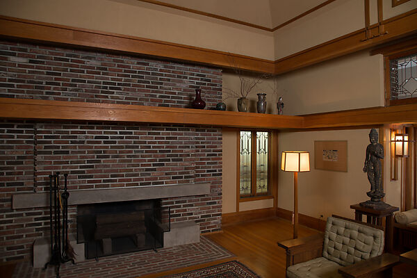 Living Room from the Francis W. Little House: Windows and paneling, Frank Lloyd Wright (American, Richland Center, Wisconsin 1867–1959 Phoenix, Arizona), Oak, leaded glass, American