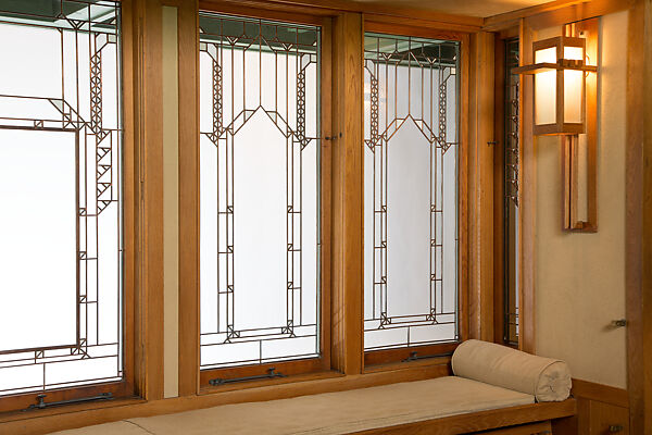 Living Room from the Francis W. Little House: Windows and paneling, Frank Lloyd Wright (American, Richland Center, Wisconsin 1867–1959 Phoenix, Arizona), Oak, leaded glass, American