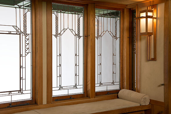 Living Room from the Francis W. Little House: Windows and paneling, Frank Lloyd Wright (American, Richland Center, Wisconsin 1867–1959 Phoenix, Arizona), Oak, leaded glass, American
