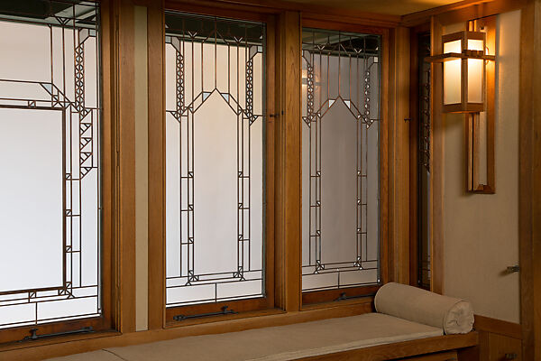 Living Room from the Francis W. Little House: Windows and paneling, Frank Lloyd Wright (American, Richland Center, Wisconsin 1867–1959 Phoenix, Arizona), Oak, leaded glass, American
