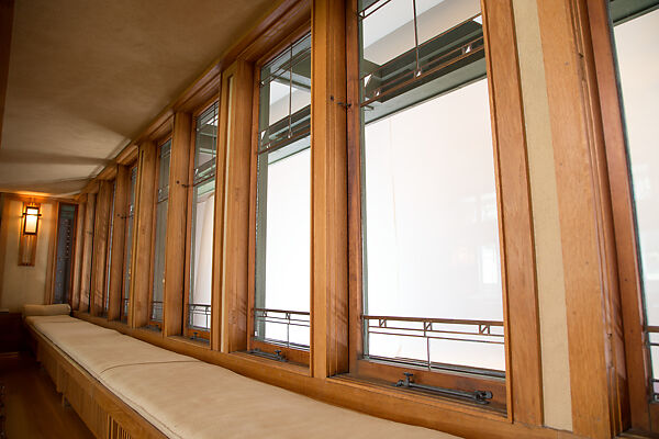 Living Room from the Francis W. Little House: Windows and paneling, Frank Lloyd Wright (American, Richland Center, Wisconsin 1867–1959 Phoenix, Arizona), Oak, leaded glass, American