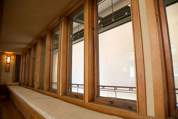 Living Room from the Francis W. Little House: Windows and paneling, Frank Lloyd Wright (American, Richland Center, Wisconsin 1867–1959 Phoenix, Arizona), Oak, leaded glass, American