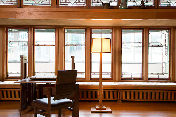Living Room from the Francis W. Little House: Windows and paneling, Frank Lloyd Wright (American, Richland Center, Wisconsin 1867–1959 Phoenix, Arizona), Oak, leaded glass, American