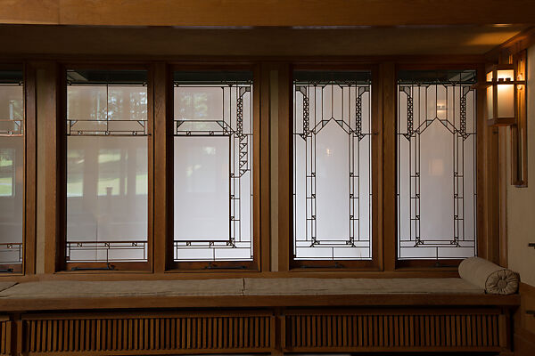 Living Room from the Francis W. Little House: Windows and paneling, Frank Lloyd Wright (American, Richland Center, Wisconsin 1867–1959 Phoenix, Arizona), Oak, leaded glass, American