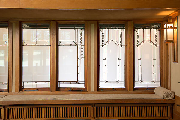 Living Room from the Francis W. Little House: Windows and paneling, Frank Lloyd Wright (American, Richland Center, Wisconsin 1867–1959 Phoenix, Arizona), Oak, leaded glass, American