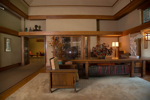 Living Room from the Francis W. Little House: Windows and paneling, Frank Lloyd Wright (American, Richland Center, Wisconsin 1867–1959 Phoenix, Arizona), Oak, leaded glass, American