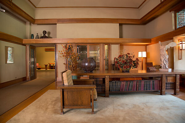 Living Room from the Francis W. Little House: Windows and paneling, Frank Lloyd Wright (American, Richland Center, Wisconsin 1867–1959 Phoenix, Arizona), Oak, leaded glass, American
