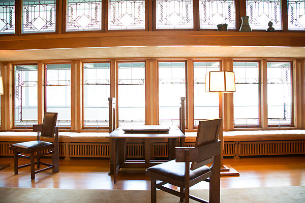 Living Room from the Francis W. Little House: Windows and paneling, Frank Lloyd Wright (American, Richland Center, Wisconsin 1867–1959 Phoenix, Arizona), Oak, leaded glass, American