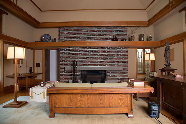 Living Room from the Francis W. Little House: Windows and paneling, Frank Lloyd Wright (American, Richland Center, Wisconsin 1867–1959 Phoenix, Arizona), Oak, leaded glass, American