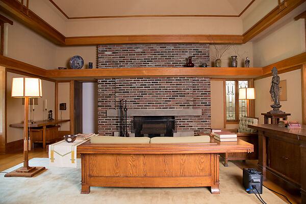 Living Room from the Francis W. Little House: Windows and paneling, Frank Lloyd Wright (American, Richland Center, Wisconsin 1867–1959 Phoenix, Arizona), Oak, leaded glass, American