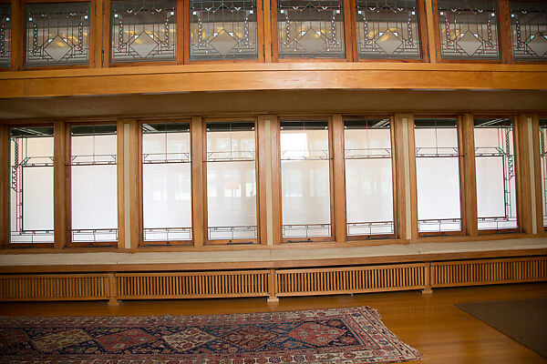 Living Room from the Francis W. Little House: Windows and paneling, Frank Lloyd Wright (American, Richland Center, Wisconsin 1867–1959 Phoenix, Arizona), Oak, leaded glass, American