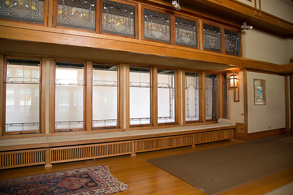 Living Room from the Francis W. Little House: Windows and paneling, Frank Lloyd Wright (American, Richland Center, Wisconsin 1867–1959 Phoenix, Arizona), Oak, leaded glass, American