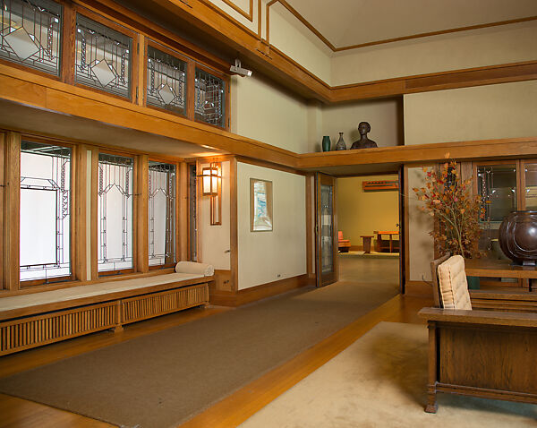 Living Room from the Francis W. Little House: Windows and paneling, Frank Lloyd Wright (American, Richland Center, Wisconsin 1867–1959 Phoenix, Arizona), Oak, leaded glass, American
