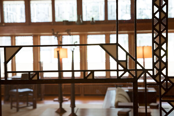 Living Room from the Francis W. Little House: Windows and paneling, Frank Lloyd Wright (American, Richland Center, Wisconsin 1867–1959 Phoenix, Arizona), Oak, leaded glass, American