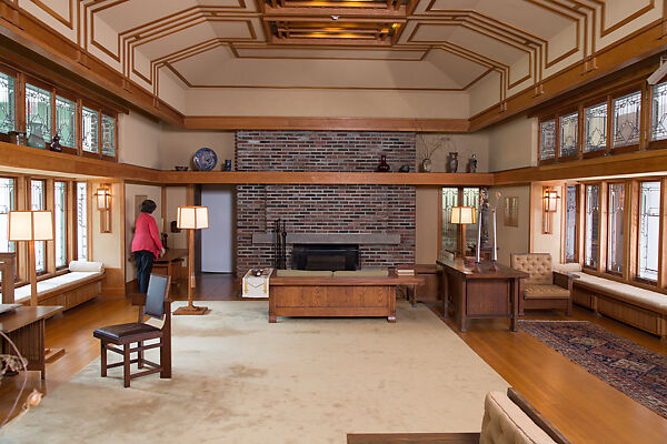 Living Room from the Francis W. Little House: Windows and paneling, Frank Lloyd Wright (American, Richland Center, Wisconsin 1867–1959 Phoenix, Arizona), Oak, leaded glass, American