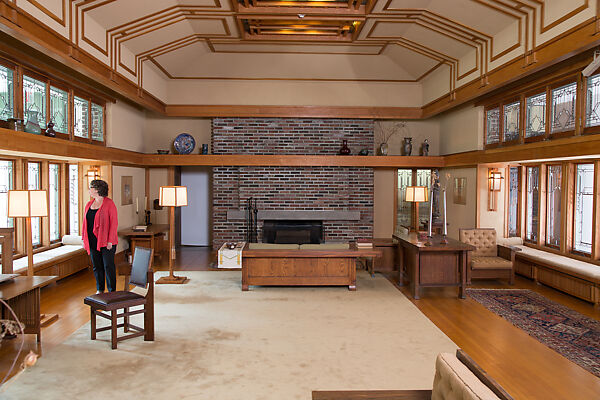 Living Room from the Francis W. Little House: Windows and paneling, Frank Lloyd Wright (American, Richland Center, Wisconsin 1867–1959 Phoenix, Arizona), Oak, leaded glass, American