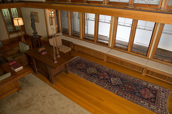 Living Room from the Francis W. Little House: Windows and paneling, Frank Lloyd Wright (American, Richland Center, Wisconsin 1867–1959 Phoenix, Arizona), Oak, leaded glass, American