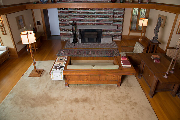Living Room from the Francis W. Little House: Windows and paneling, Frank Lloyd Wright (American, Richland Center, Wisconsin 1867–1959 Phoenix, Arizona), Oak, leaded glass, American