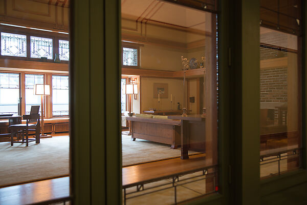 Living Room from the Francis W. Little House: Windows and paneling, Frank Lloyd Wright (American, Richland Center, Wisconsin 1867–1959 Phoenix, Arizona), Oak, leaded glass, American