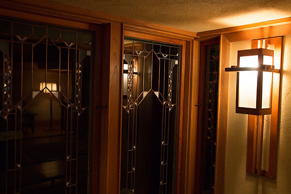 Living Room from the Francis W. Little House: Windows and paneling, Frank Lloyd Wright (American, Richland Center, Wisconsin 1867–1959 Phoenix, Arizona), Oak, leaded glass, American