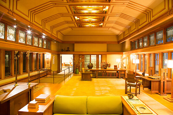 Living Room from the Francis W. Little House: Windows and paneling, Frank Lloyd Wright (American, Richland Center, Wisconsin 1867–1959 Phoenix, Arizona), Oak, leaded glass, American