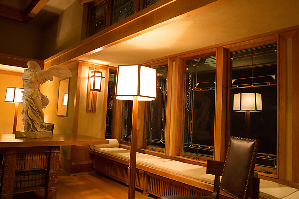 Living Room from the Francis W. Little House: Windows and paneling, Frank Lloyd Wright (American, Richland Center, Wisconsin 1867–1959 Phoenix, Arizona), Oak, leaded glass, American