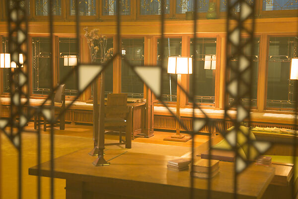 Living Room from the Francis W. Little House: Windows and paneling, Frank Lloyd Wright (American, Richland Center, Wisconsin 1867–1959 Phoenix, Arizona), Oak, leaded glass, American