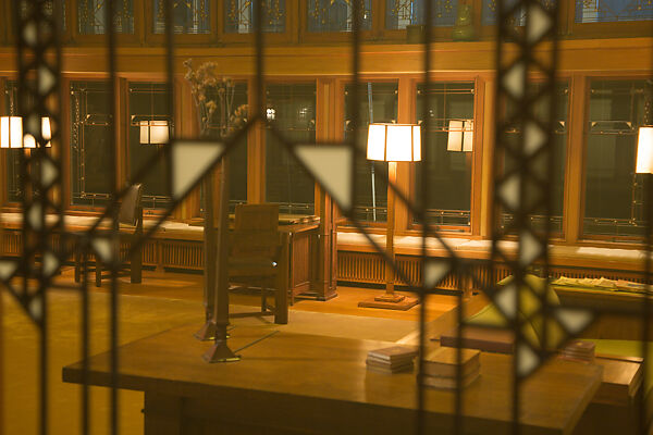 Living Room from the Francis W. Little House: Windows and paneling, Frank Lloyd Wright (American, Richland Center, Wisconsin 1867–1959 Phoenix, Arizona), Oak, leaded glass, American