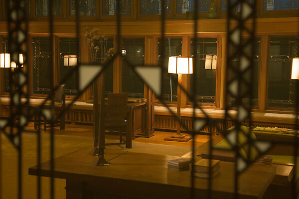 Living Room from the Francis W. Little House: Windows and paneling, Frank Lloyd Wright (American, Richland Center, Wisconsin 1867–1959 Phoenix, Arizona), Oak, leaded glass, American