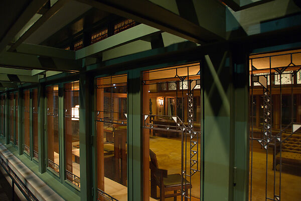 Living Room from the Francis W. Little House: Windows and paneling, Frank Lloyd Wright (American, Richland Center, Wisconsin 1867–1959 Phoenix, Arizona), Oak, leaded glass, American