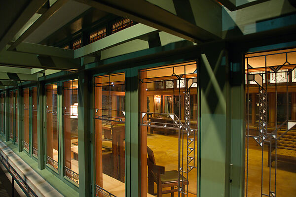 Living Room from the Francis W. Little House: Windows and paneling, Frank Lloyd Wright (American, Richland Center, Wisconsin 1867–1959 Phoenix, Arizona), Oak, leaded glass, American