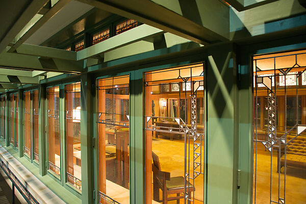 Living Room from the Francis W. Little House: Windows and paneling, Frank Lloyd Wright (American, Richland Center, Wisconsin 1867–1959 Phoenix, Arizona), Oak, leaded glass, American