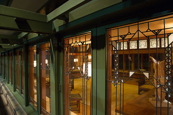 Living Room from the Francis W. Little House: Windows and paneling, Frank Lloyd Wright (American, Richland Center, Wisconsin 1867–1959 Phoenix, Arizona), Oak, leaded glass, American