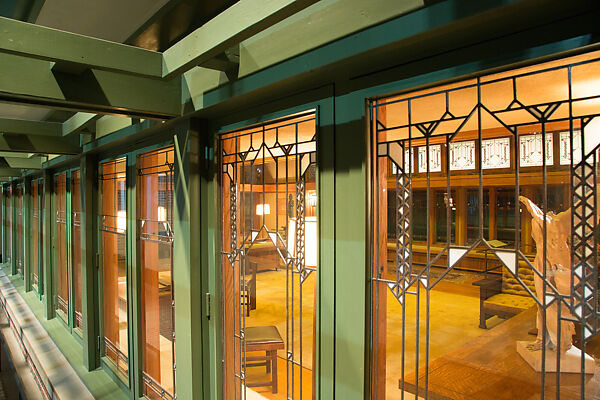 Living Room from the Francis W. Little House: Windows and paneling, Frank Lloyd Wright (American, Richland Center, Wisconsin 1867–1959 Phoenix, Arizona), Oak, leaded glass, American