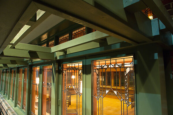 Living Room from the Francis W. Little House: Windows and paneling, Frank Lloyd Wright (American, Richland Center, Wisconsin 1867–1959 Phoenix, Arizona), Oak, leaded glass, American