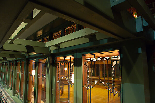 Living Room from the Francis W. Little House: Windows and paneling, Frank Lloyd Wright (American, Richland Center, Wisconsin 1867–1959 Phoenix, Arizona), Oak, leaded glass, American