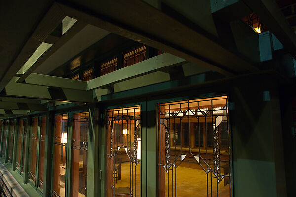 Living Room from the Francis W. Little House: Windows and paneling, Frank Lloyd Wright (American, Richland Center, Wisconsin 1867–1959 Phoenix, Arizona), Oak, leaded glass, American