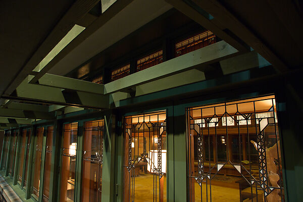 Living Room from the Francis W. Little House: Windows and paneling, Frank Lloyd Wright (American, Richland Center, Wisconsin 1867–1959 Phoenix, Arizona), Oak, leaded glass, American