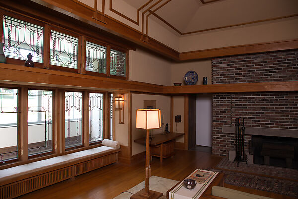 Living Room from the Francis W. Little House: Windows and paneling, Frank Lloyd Wright (American, Richland Center, Wisconsin 1867–1959 Phoenix, Arizona), Oak, leaded glass, American