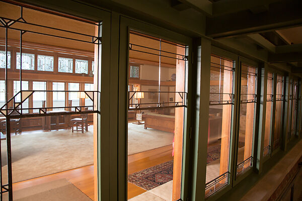 Living Room from the Francis W. Little House: Windows and paneling, Frank Lloyd Wright (American, Richland Center, Wisconsin 1867–1959 Phoenix, Arizona), Oak, leaded glass, American