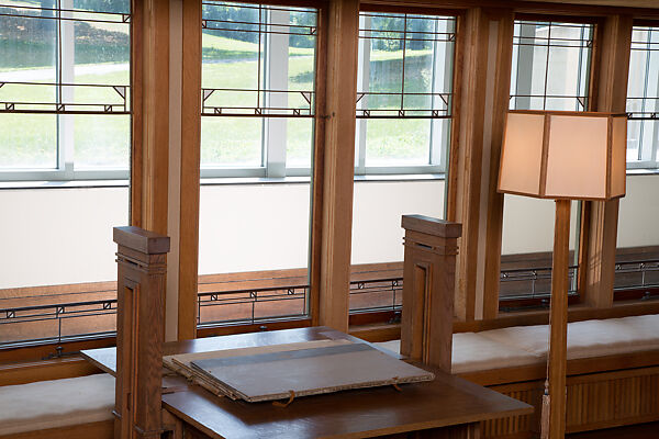 Living Room from the Francis W. Little House: Windows and paneling, Frank Lloyd Wright (American, Richland Center, Wisconsin 1867–1959 Phoenix, Arizona), Oak, leaded glass, American