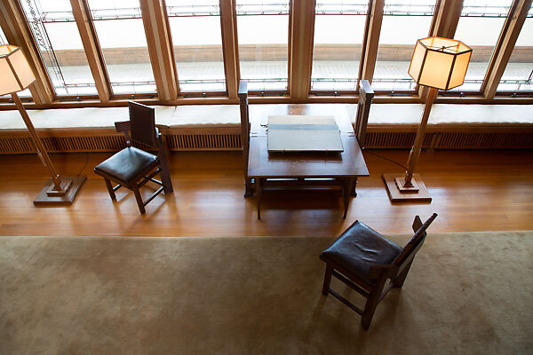 Living Room from the Francis W. Little House: Windows and paneling, Frank Lloyd Wright (American, Richland Center, Wisconsin 1867–1959 Phoenix, Arizona), Oak, leaded glass, American