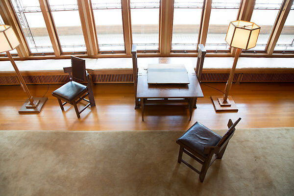 Living Room from the Francis W. Little House: Windows and paneling, Frank Lloyd Wright (American, Richland Center, Wisconsin 1867–1959 Phoenix, Arizona), Oak, leaded glass, American